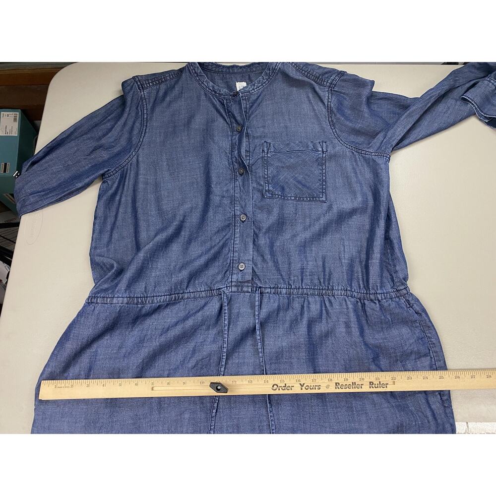 Gap Shirt Dress Womens XL Blue Chambray Tencel Cinched Waist Pockets Long Sleeve - Picture 11 of 16